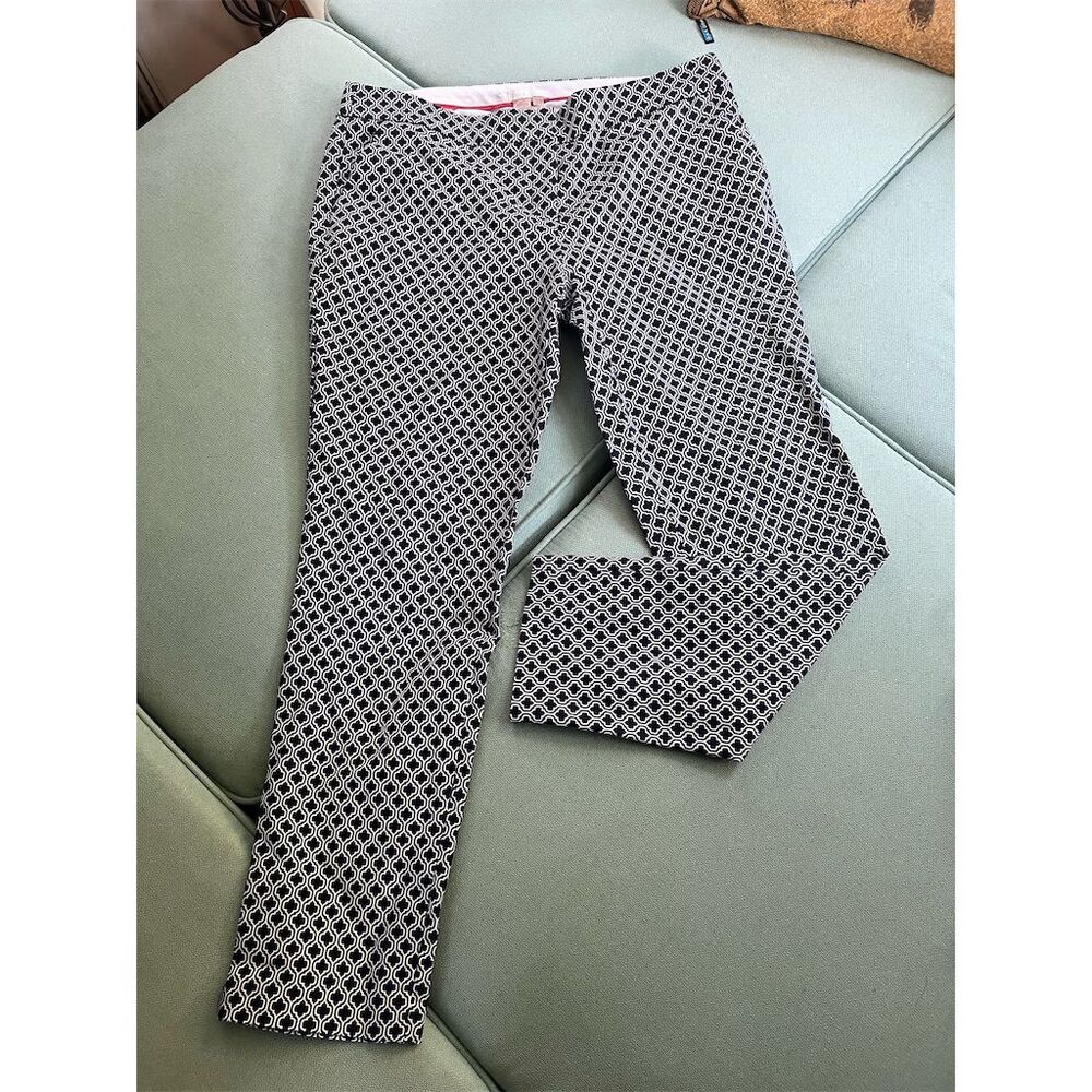 Dalia Women's Geometric Print Ankle Pants Size 12 Black